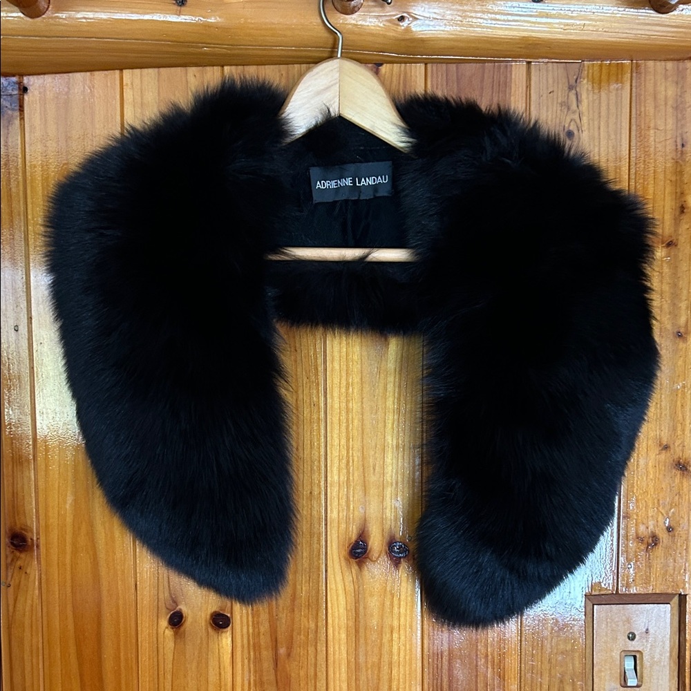 Adrienne Landau Black Fox Fur Collar